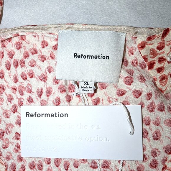 NWT Reformation | Ivory & Red Beauden Sleeveless Midi Dress Alma Floral Dot XL - Picture 5 of 16